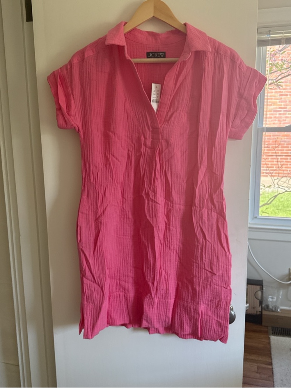 J. Crew Pink Short-Sleeve V-Neck Tunic Dress